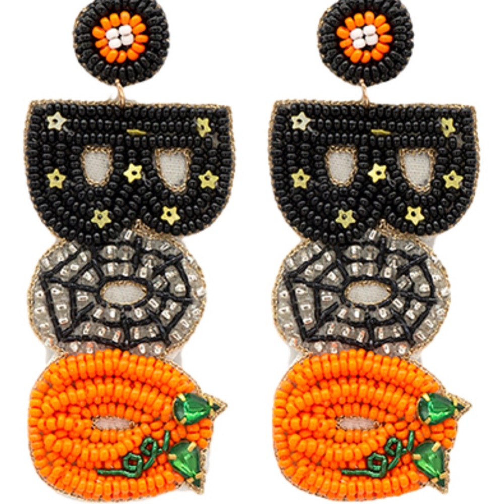 Halloween "Boo" Earrings - Picture 2 of 2